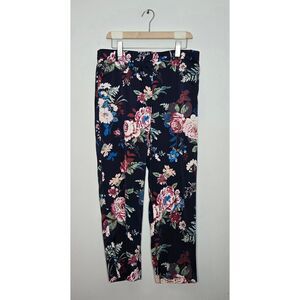 Loft Floral Pants Size 8 Navy Flowers Trousers Work Office Pretty